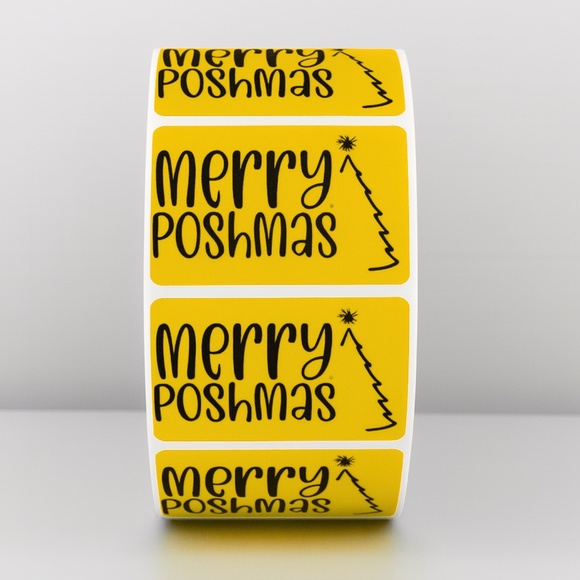 Merry Poshmas Stickers | Green Holiday Poshmark Christmas Packaging Labels - Picture 9 of 11